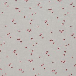 Baumwoll Musselin Stoff Bedruckt - Unregelmäßiges Herzen Beige