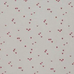 Baumwoll Musselin Stoff Bedruckt - Unregelmäßiges Herzen Beige