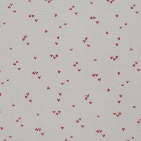Double Gauze Fabric Printed - Irregular Hearts Beige