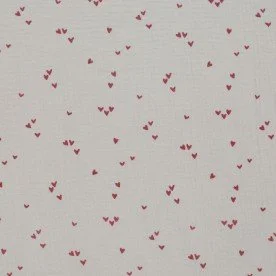 Baumwoll Musselin Stoff Bedruckt - Unregelmäßiges Herzen Beige