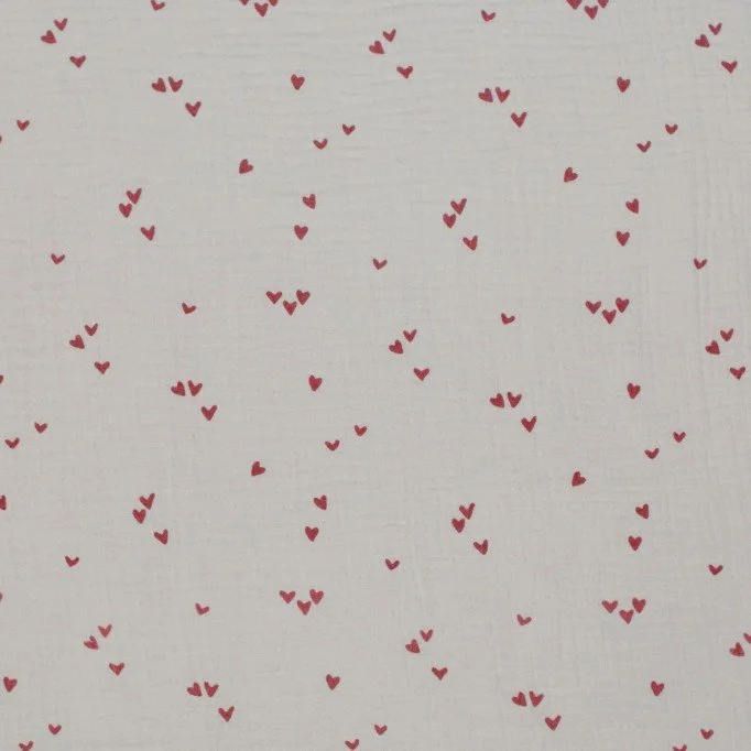 Baumwoll Musselin Stoff Bedruckt - Unregelmäßiges Herzen Beige Baumwoll Musselin Stoff Bedruckt - Unregelmäßiges Herzen Beige - (Stoffe Outlet)