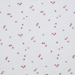 Baumwoll Musselin Stoff Bedruckt - Unregelmäßiges Herzen Ecru