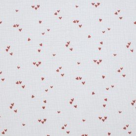 Double Gauze Fabric Printed - Irregular Hearts Ecru