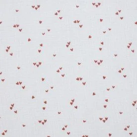 Baumwoll Musselin Stoff Bedruckt - Unregelmäßiges Herzen Ecru