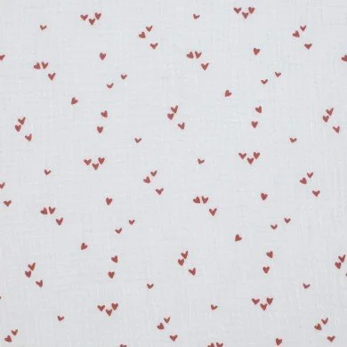 Baby Musselin Stof Muster - Uregelmæssig Hjerter Råhvid Baby Musselin Stof Muster - Uregelmæssig Hjerter Råhvid