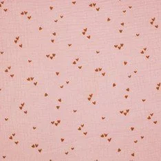 Double Gauze Fabric Printed - Irregular Hearts Nude Pink Double Gauze Fabric Printed - Irregular Hearts Nude Pink