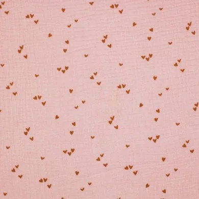 Baby Musselin Stof Muster - Uregelmæssig Hjerter Nude Pink Baby Musselin Stof Muster - Uregelmæssig Hjerter Nude Pink