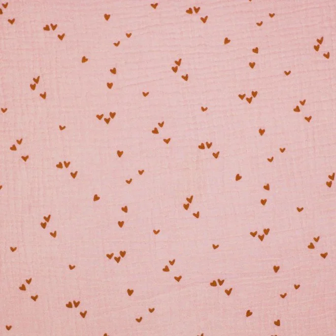 Baumwoll Musselin Stoff Bedruckt - Unregelmäßiges Herzen Nude Rosa Baumwoll Musselin Stoff Bedruckt - Unregelmäßiges Herzen Nude Rosa - (Stoffe Outlet)