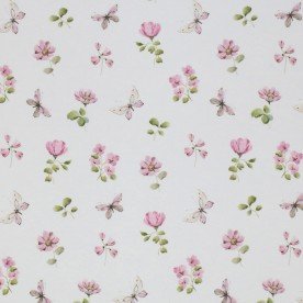 Jersey Cotton Fabric Digital Print - Butterfly Garden Old Pink