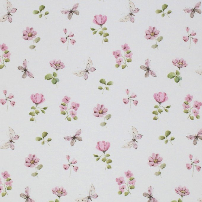 Jersey Cotton Fabric Digital Print - Butterfly Garden Old Pink Jersey Cotton Fabric Digital Print - Butterfly Garden Old Pink - (Jersey Cotton Fabric Digital Print)