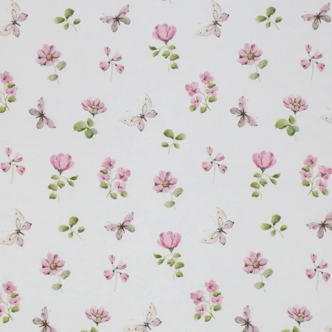 Baumwolljersey Digital - Schmetterlingsgarten Altrosa - (Baumwolljersey Digitaldruck)