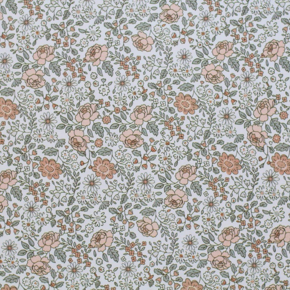Bomuldjersey Digital Print - Margueritblomstmark Kakao