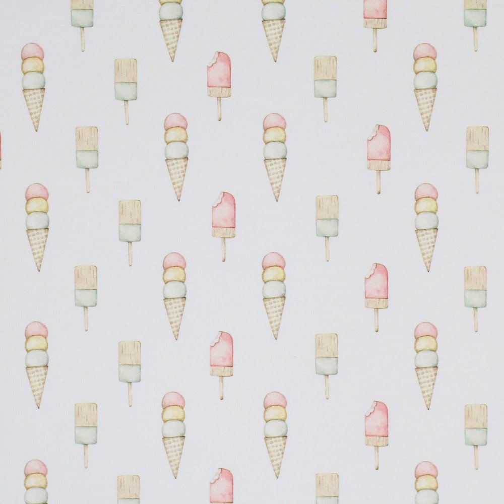 Bomuldjersey Digital Print - Pastel Flødeis