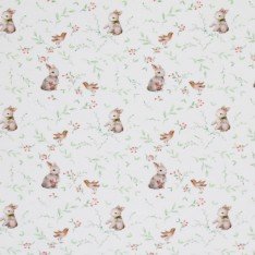 Jersey Katoen Digitale Print - Roodborstje Met Konijn