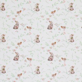 Jersey Coton Impression Numérique - Rouge Gorge Avec Lapin