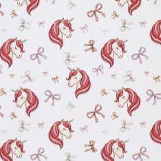 Baumwolljersey Digital - Einhorn Mit Schleifen Ecru