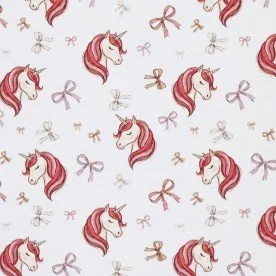 Baumwolljersey Digital - Einhorn Mit Schleifen Ecru