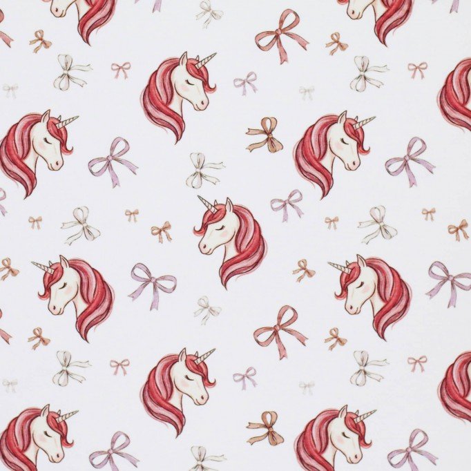 Baumwolljersey Digital - Einhorn Mit Schleifen Ecru - (Baumwolljersey Digitaldruck)