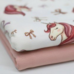 Baumwolljersey Digital - Einhorn Mit Schleifen Ecru