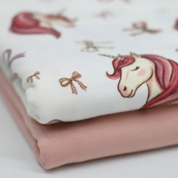 Jersey Coton Impression Numérique - Licorne Avec Nœuds Écru - (Jersey Coton Impression Numérique)