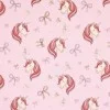 Bomuldjersey Digital Print - Enhjørning Med Sløjfer Pink