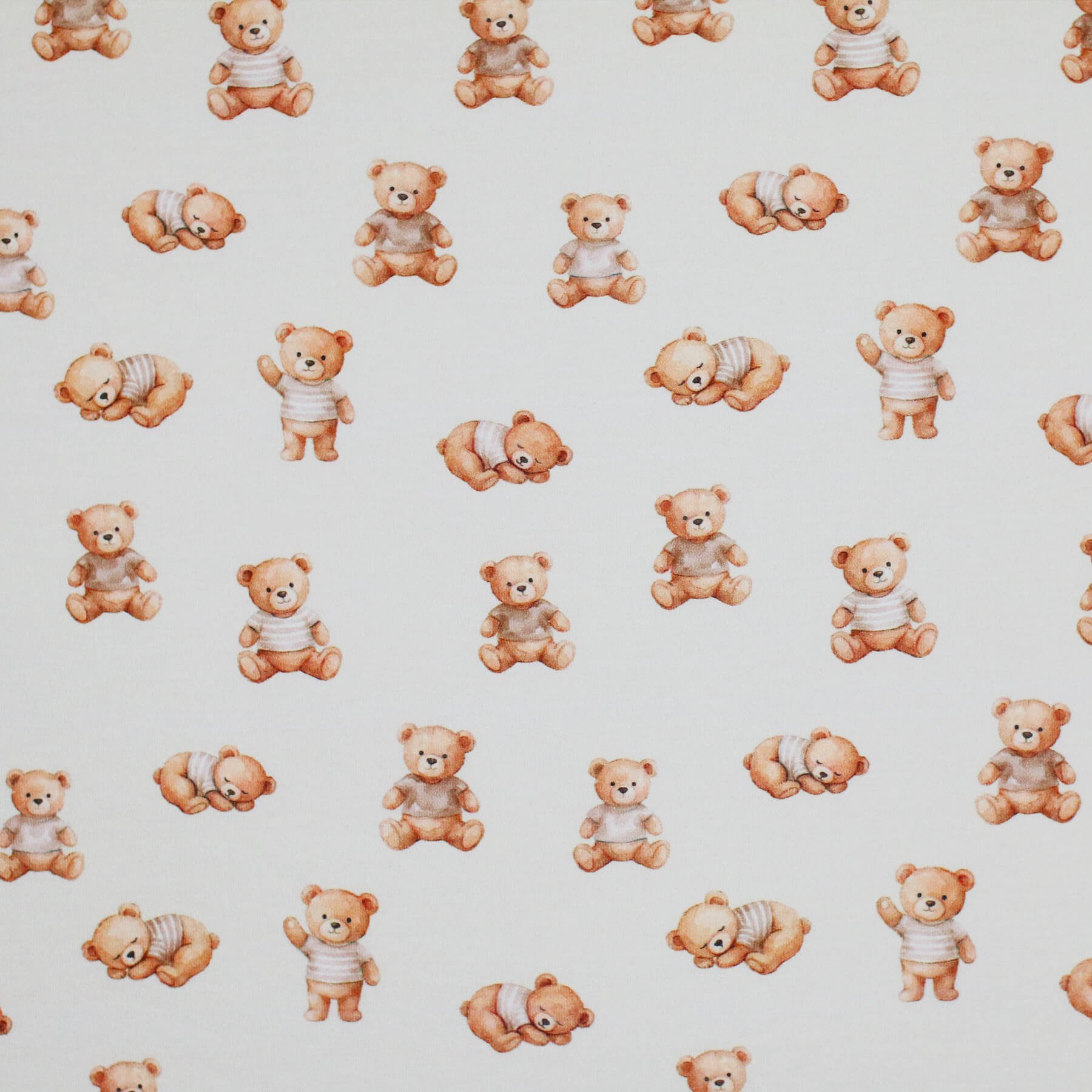Jersey Katoen Digitale Print - Slapende Teddybeer Beige
