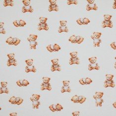 Jersey Cotton Fabric Digital Print - Sleeping Teddy Bear Beige