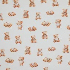 Jersey Di Cotone Stampa Digitale - Orsacchiotto Addormentato Beige Jersey Di Cotone Stampa Digitale - Orsacchiotto Addormentato Beige