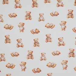 Baumwolljersey Digital - Schlafender Teddybär Beige