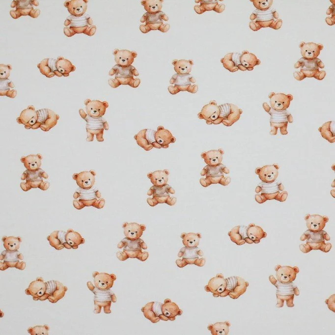 Baumwolljersey Digital - Schlafender Teddybär Beige Baumwolljersey Digital - Schlafender Teddybär Beige - (Baumwolljersey Digitaldruck)