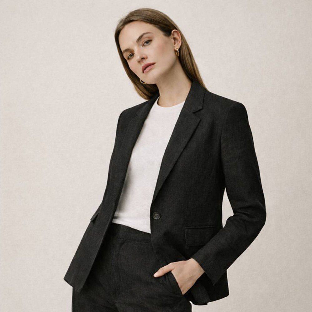 Linen Fabric (Enzymwashed) Black Linen Fabric (Enzymwashed) Black