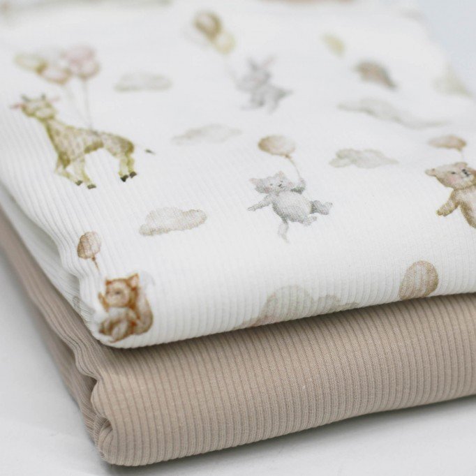 Dzianina Prążkowana Cienki Prążek - Zwierzęta w Powietrzu Dzianina Prążkowana Cienki Prążek - Zwierzęta w Powietrzu Tkaniny Dżersejowe