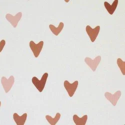 Rippstrick Jersey Stoff - Große Herzen Beige