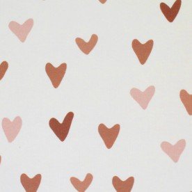 Rippstrick Jersey Stoff - Große Herzen Beige
