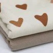 Tissu Maille Tricot Côtelé - Grands Cœurs Beige Tissu Maille Tricot Côtelé - Grands Cœurs Beige - (Tissus Jersey)