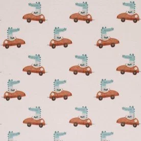 Rib Jersey Stof - Krokodil In Aauto