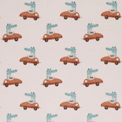 Rib Jersey Strikstof - Krokodille i Bil