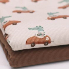 Rib Jersey Stof - Krokodil In Auto