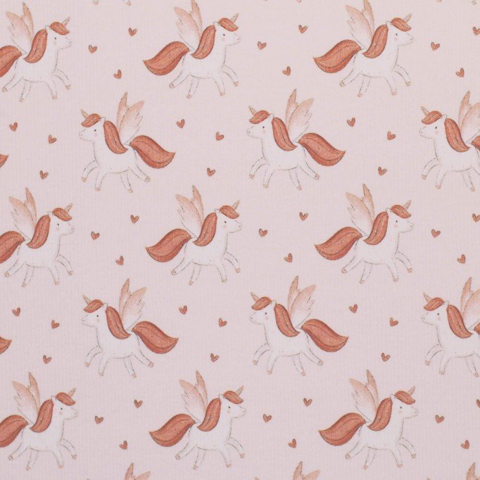 Rib Knit Jersey Fabric - Flying Unicorn Rib Knit Jersey Fabric - Flying Unicorn - (Jersey Fabrics)