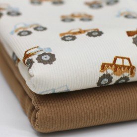 Rib Knit Jersey Fabric - Monster Truck Rib Knit Jersey Fabric - Monster Truck
