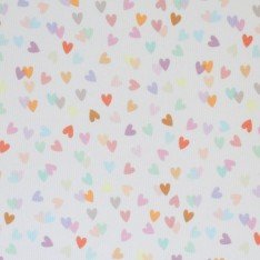 Rib Jersey Stof - Veelkleurige Hartjes Rib Jersey Stof - Veelkleurige Hartjes