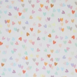 Popeline De Coton Impression Numérique - Cœurs Multicolores
