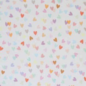 Rippstrick Jersey Stoff - Mehrfarbige Herzen