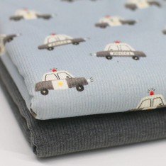 Rib Jersey Stof - Politieauto