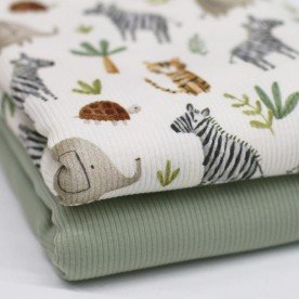 Rippstrick Jersey Stoff - Safari