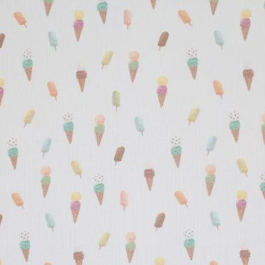 Rib Knit Jersey Fabric - Summer Ice Cream - (Jersey Fabrics)