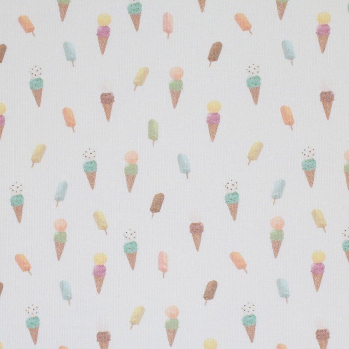 Rib Knit Jersey Fabric - Summer Ice Cream - (Jersey Fabrics)