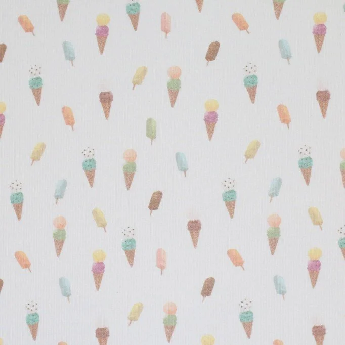 Rib Jersey Stof - Zomer Ijsjes - (Jersey Stoffen)
