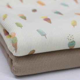 Rib Knit Jersey Fabric - Summer Ice Cream Rib Knit Jersey Fabric - Summer Ice Cream