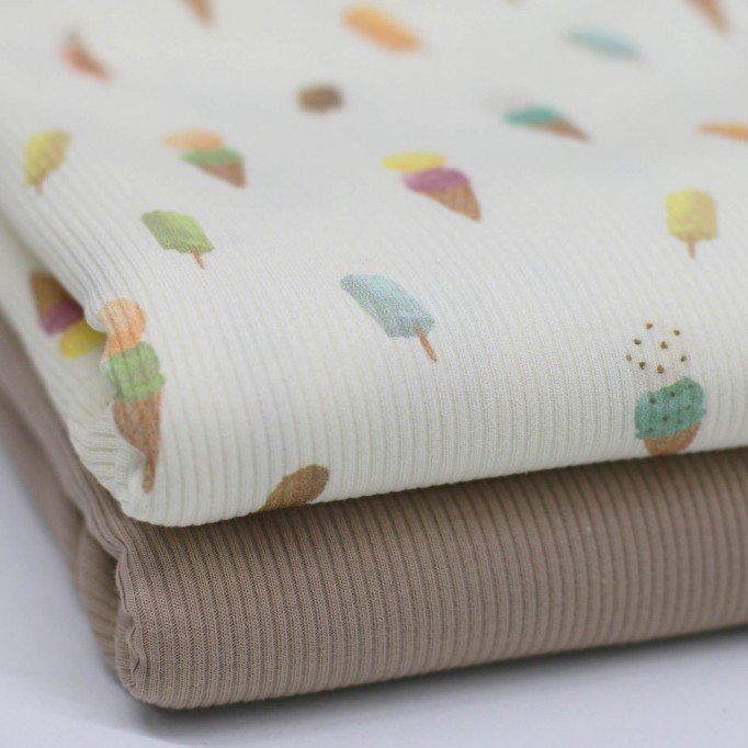Rib Knit Jersey Fabric - Summer Ice Cream - (Jersey Fabrics)